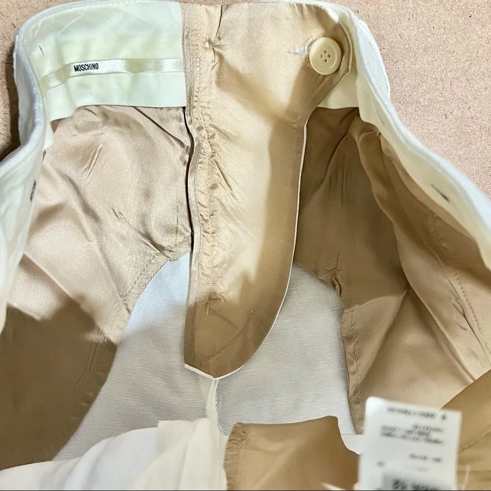 MOSCHINO White Linen Blend Trouser, Size 12 - Image 9