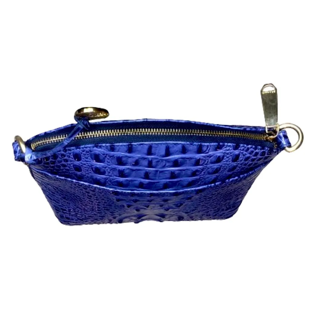 BRAHMIN Electric Blue Crocodile Embossed Leather Duxbury Dome Crossbody Bag NWOT - Image 3