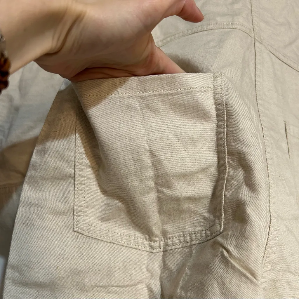 Outerknown Station Suit Shortall Romper Organic Cotton Linen in Natural Small - Image 7