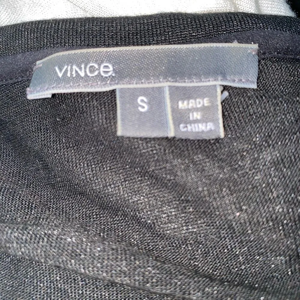 Vince Black White Colorblock V-Neck Long Sleeve Pullover Sweater Top Size Small - Image 5