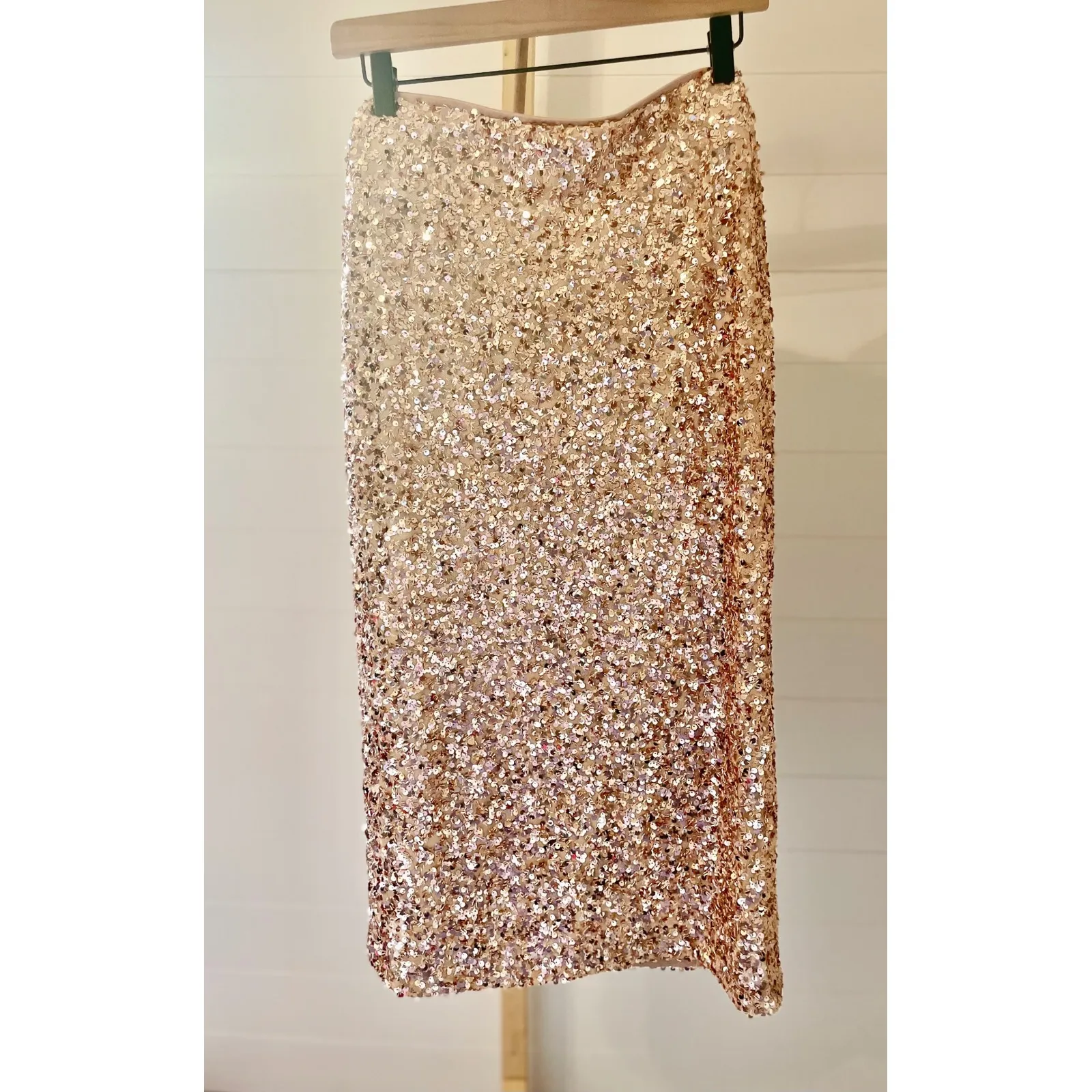 Ava & Viv Womens Sequin Pencil Skirt Rose Gold Sparkle Party Occasion XXL - Image 4