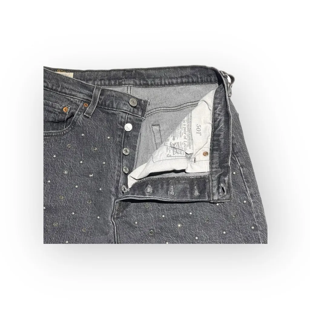 Levi’s x Free People ✪ 501 Crystal Crop Stretch Jeans ✪ Black Wash ✪ 30 Y2K Vibe - Image 7