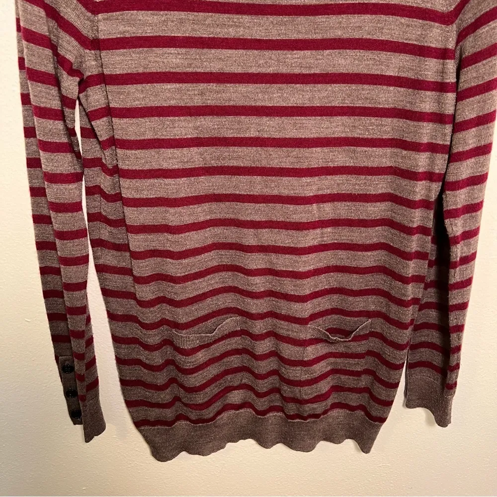 Loft Boatneck Tunic Sweater Brown PInk Stripes - Image 4