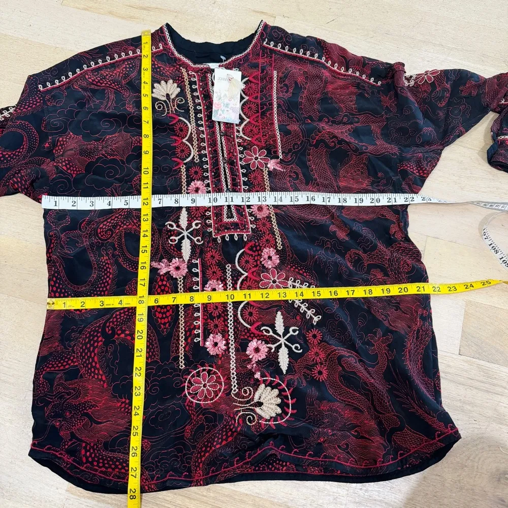 Johnny Was 100% silk tunic in Maroon NEW - Image 7