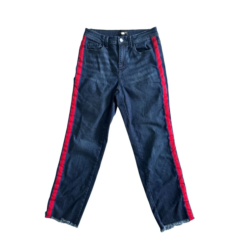 HALOGEN Pinstriped Dark Wash Denim Jeans Size 27 - Image 4