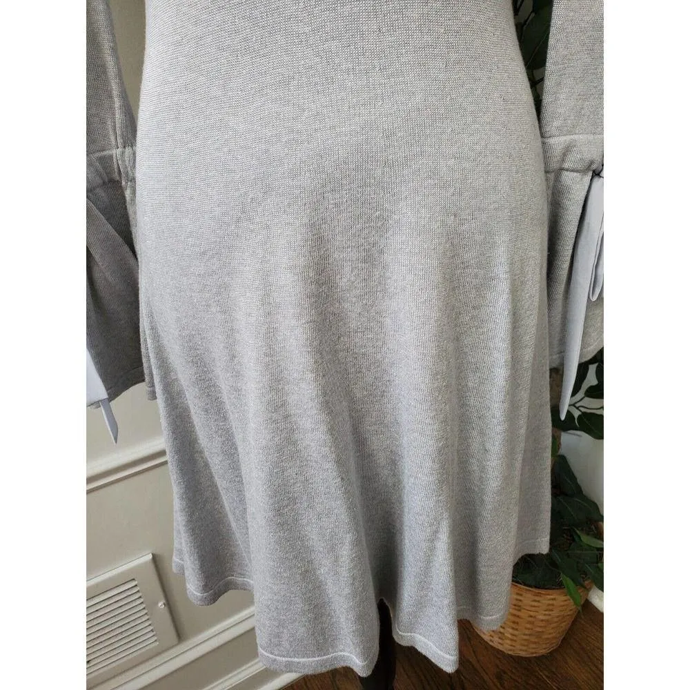 CeCe Women's Gray Cotton Round Neck Long Sleeve Casual Knee Length Dress Size XS - Image 4