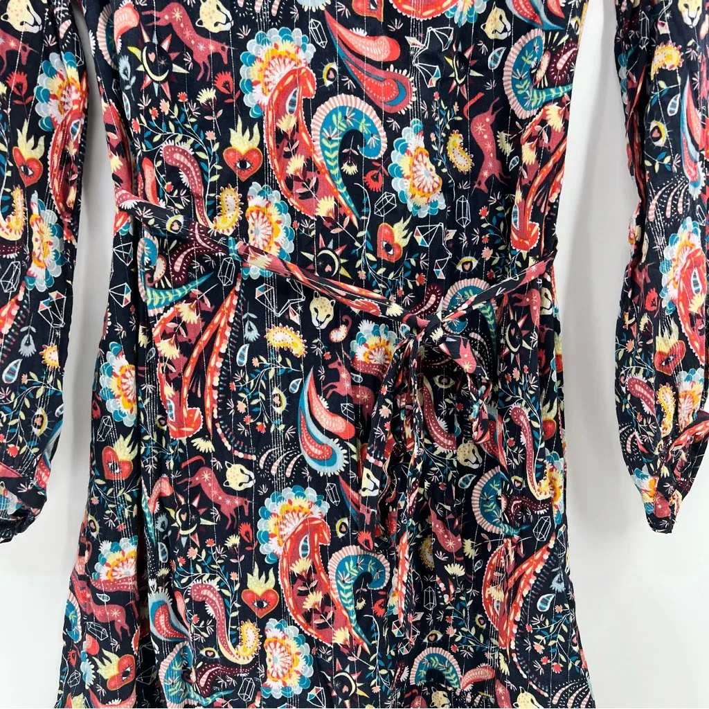 LOFT Shimmer Paisley Tie Neck Midi Dress size Medium NWT - Image 7