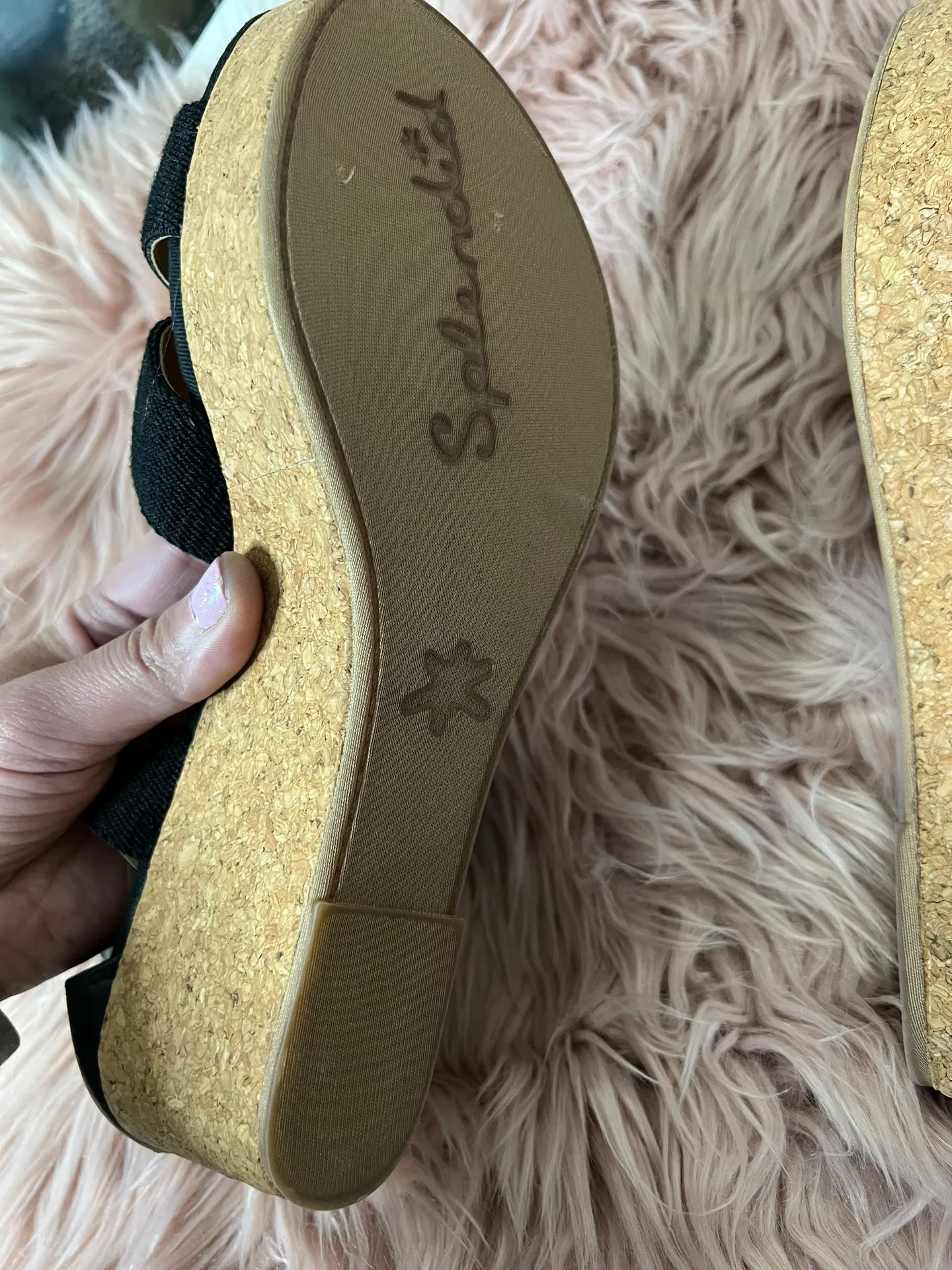 Splendid Wishful Platform Cork Sandals Black Size 10 - Image 9