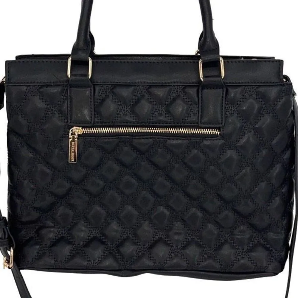 Ann Klein Womens Quilted Double Handles Satchel Bag Black‎ One Size NWOT - Image 2