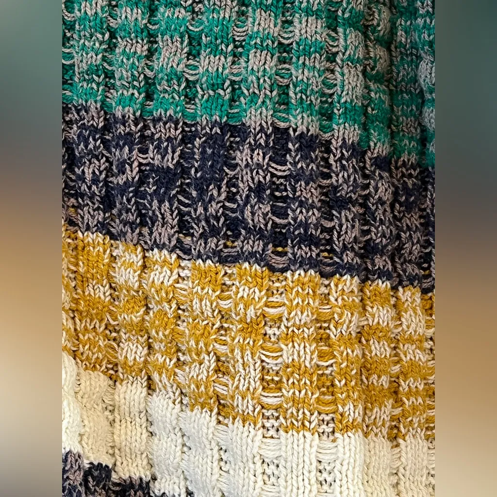 BDG Urban Outfitters Yellow Green Grey Kellan Striped V Neck Cardigan Size Small - Image 9