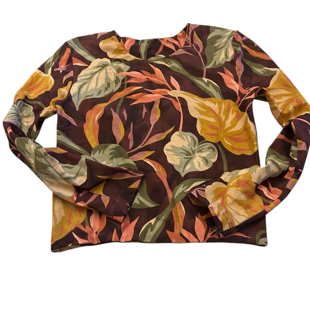 New Mikoh Free People Jeju Surf Rash Guard Long Sleeve Medium Tropical floral - Image 5