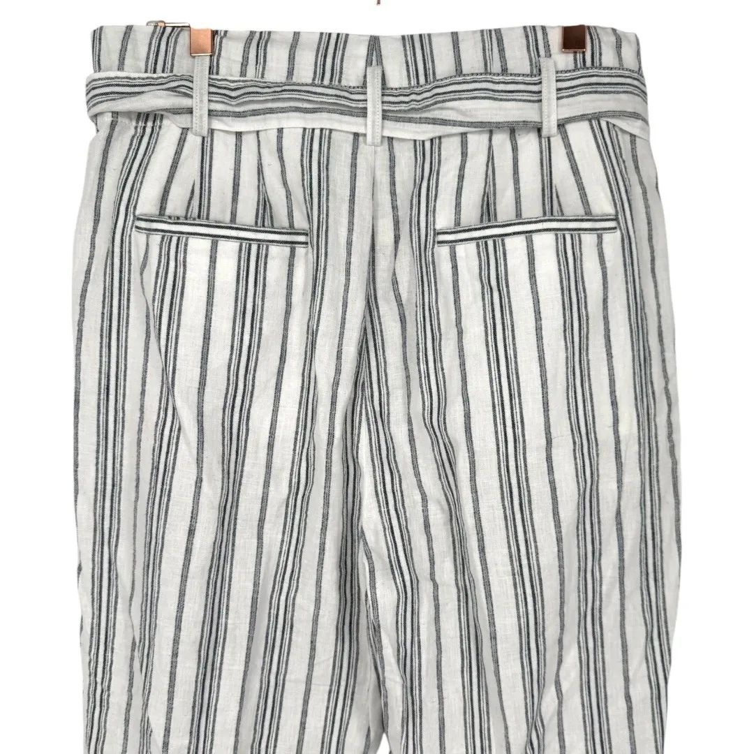 Madewell Linen Cotton‎ Paperbag Waist Striped Pants Size 12 Nautical Beachy - Image 11