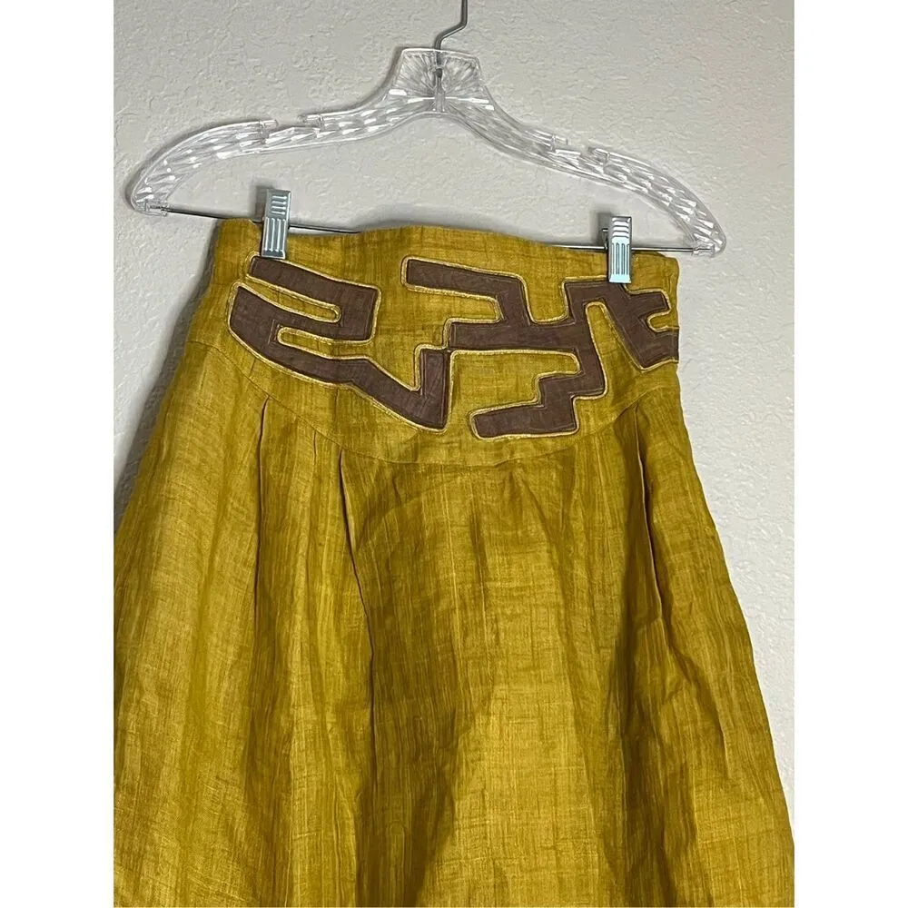 Vintage Korean yellow boho festival skirt Small - Image 2