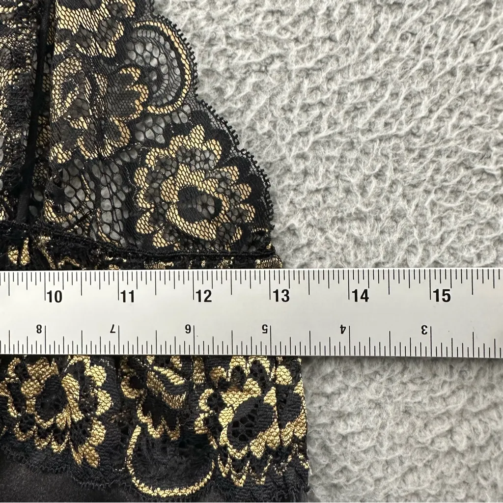 In‎ Bloom by Jonquil Black Gold Lace Cami Chemise Lingerie Slip Dress Women M Size M - Image 8