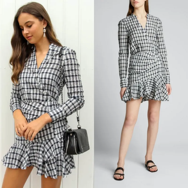 Veronica Beard Sherry Ruffled‎ Gingham Short Dress Small Fall Autumn Casual - Image 2