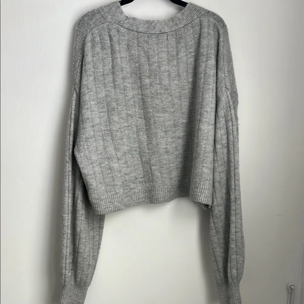 Stradivarius Gray Ribbed Cardigan by  - Image 7