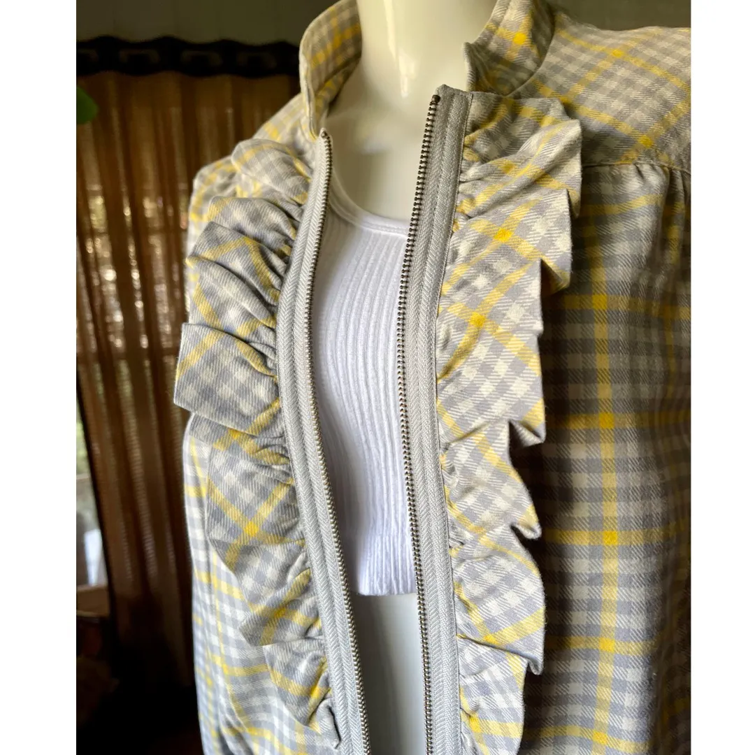 Anthropologie IDRA checkered zip up jacket size 6 - Image 7