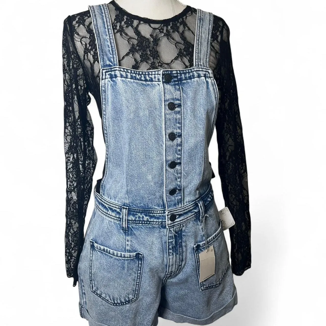 Hidden Denim X Free-people Collab Women's Blue Dungarees-overalls Size Medium - Image 2