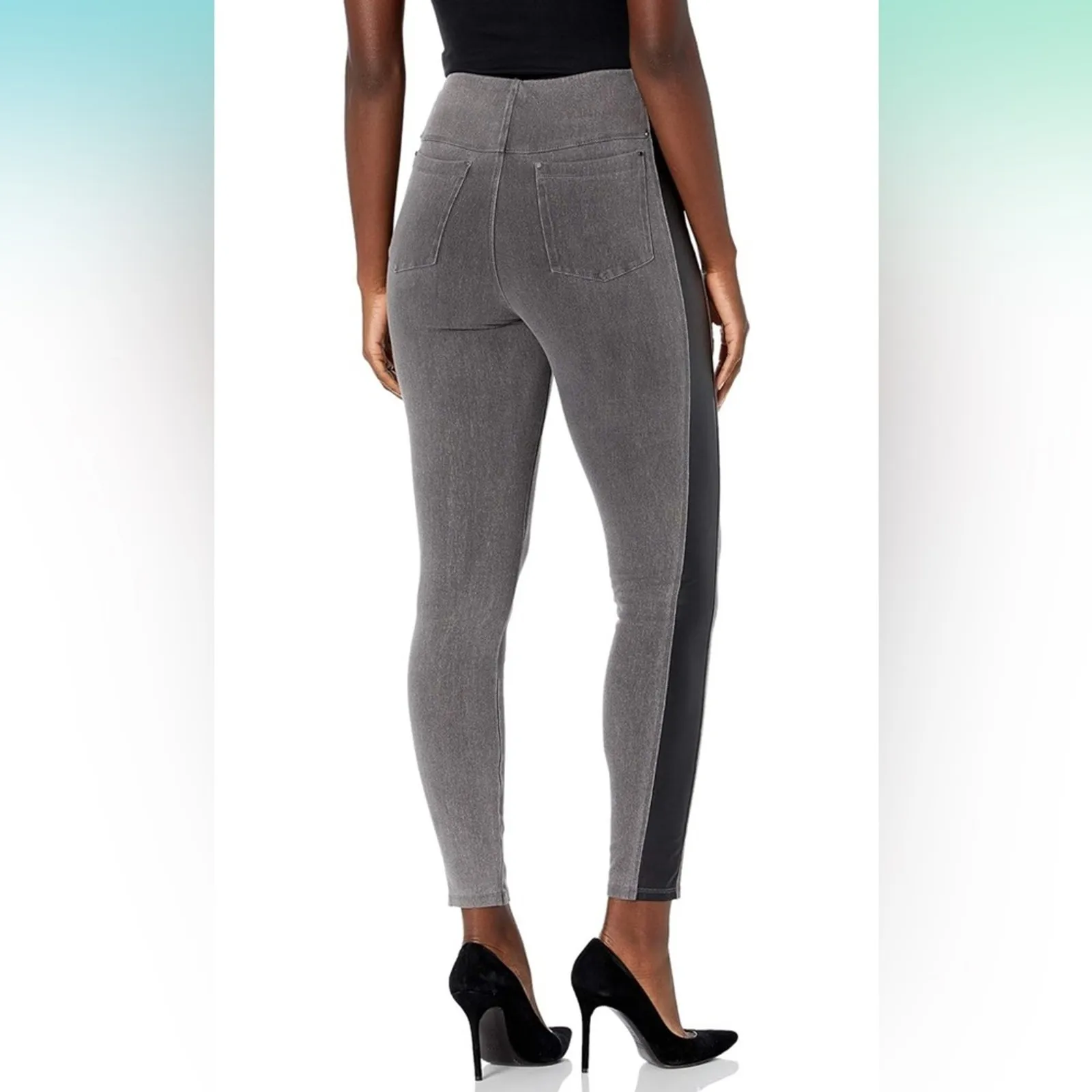 Lysse‎ Women's Kasper Gray & Black Faux Leather Side Legging Pants Sz XS NEW - Image 2