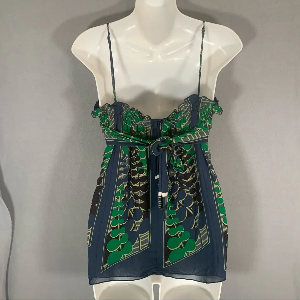 Ted Baker London Green and Navy Camisole Ladies Sz Medium 8 - Image 5
