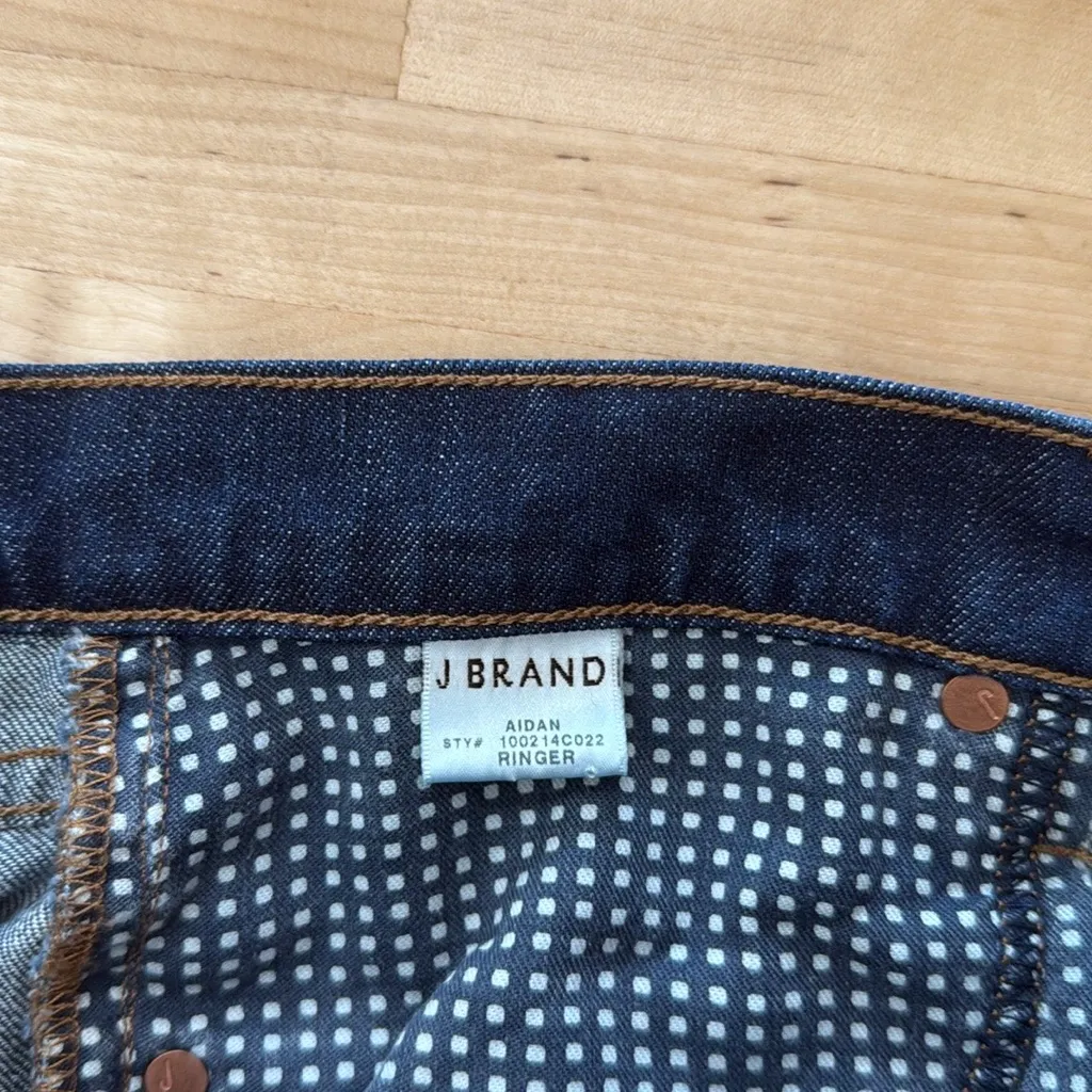 J Brand Mid-Rise Aidan Ringer Dark Wash Straight Leg Jeans, 27 - Image 8