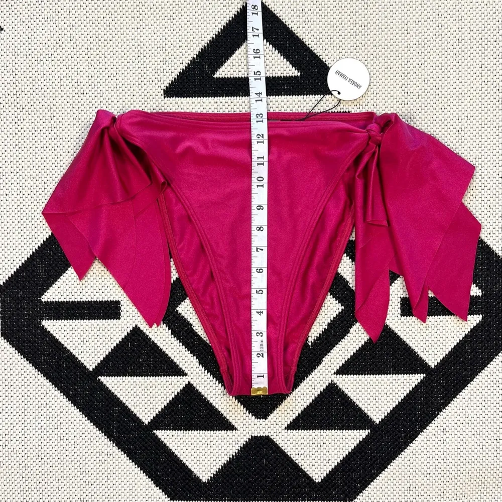 Andrea lyamah Rai High Waisted Bikini Bottoms in Ruby Pink Size Medium - Image 4