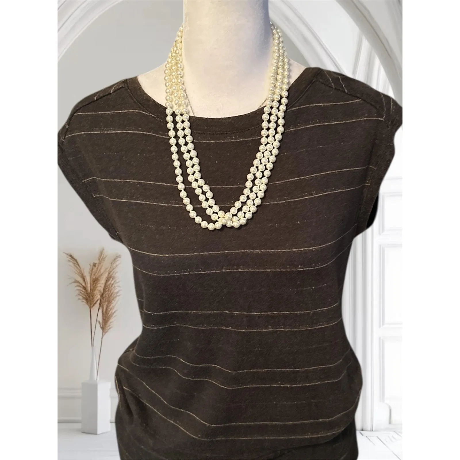 Vintage Joan Rivers Endless Faux-Pearl Necklace + Lane Bryant Pearl Earrings - Image 3