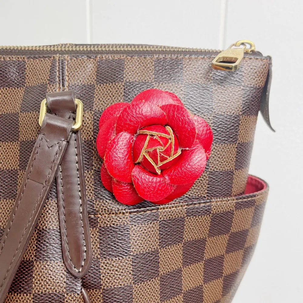 Camellia Flower Vegan Leather Magnetic Bag Charm - Image 2