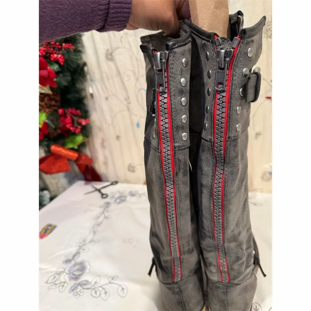Madden Girl Women's Gray Knee-High Boots Size 8.5 Casual Zip Closure - Image 9