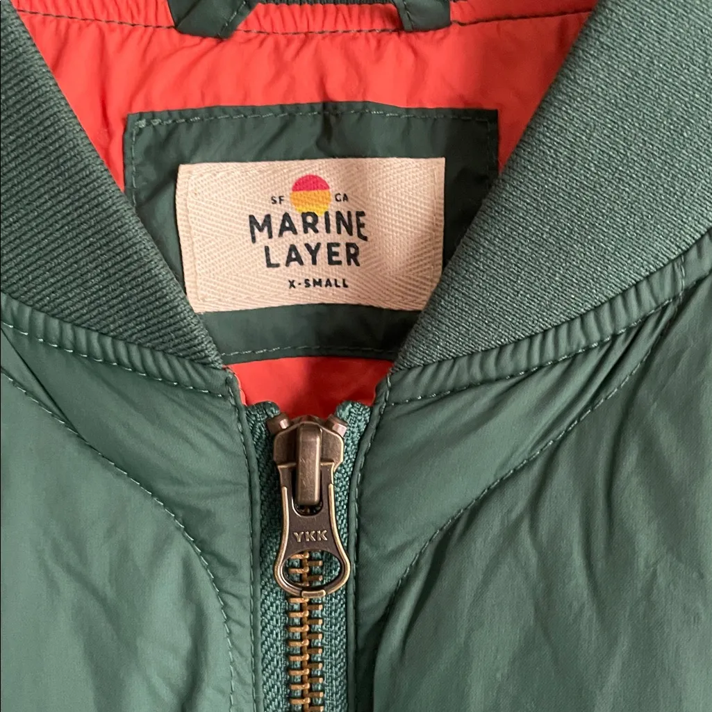 Marine Layer Avalon Lightweight Quilted Bomber Rainforest Green - Image 9
