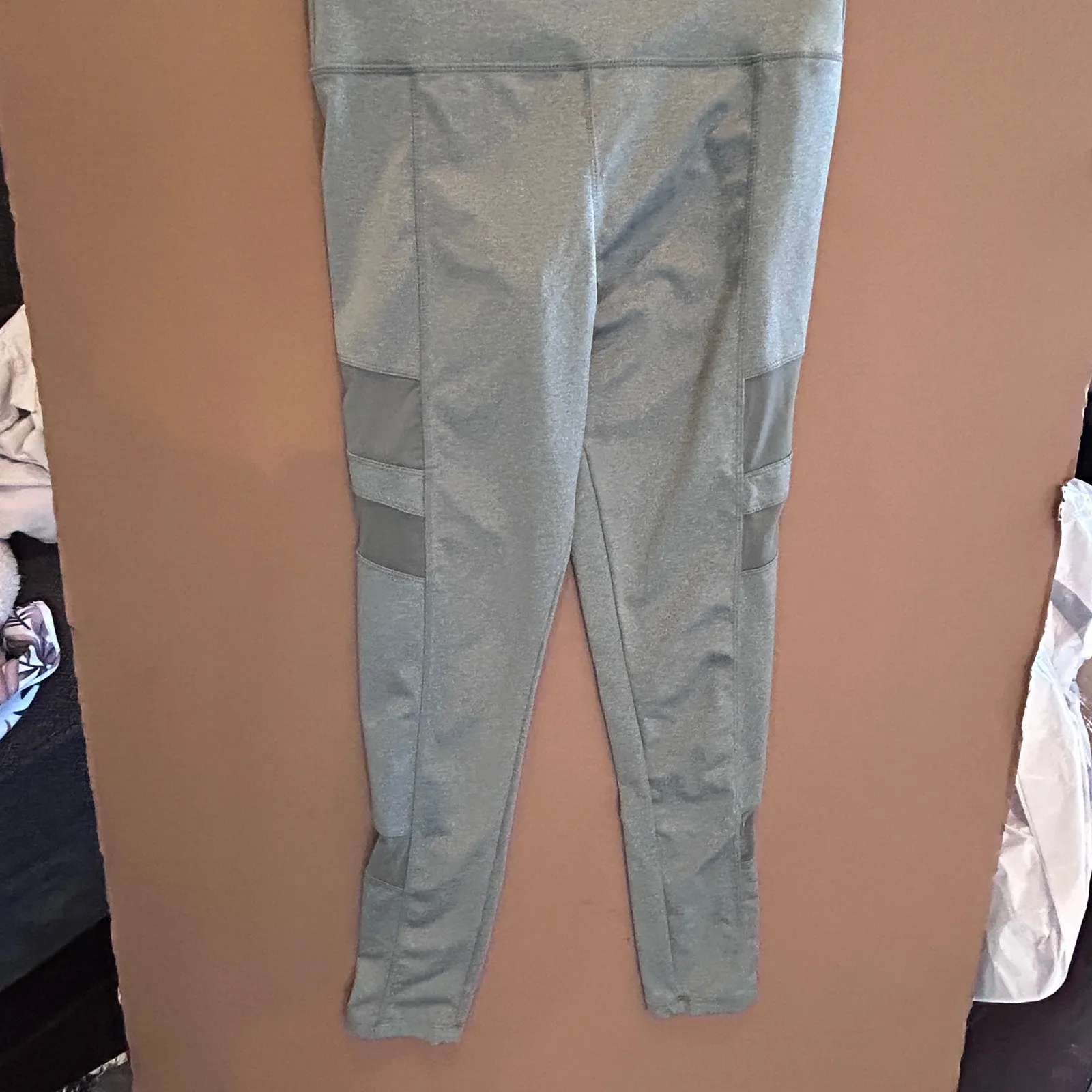 Sam Edelman Gray Mesh Panel Athletic Leggings Workout Athleisure Pants - Image 2