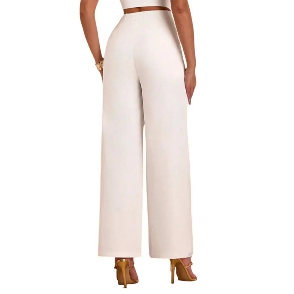 SHEIN High Rise White Wide Leg Pants with Build in Shorts - Image 2