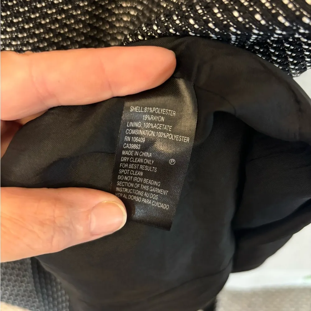 Tahari Arthur S Levine black and white woven sheath dress size 10 beade… - Image 10