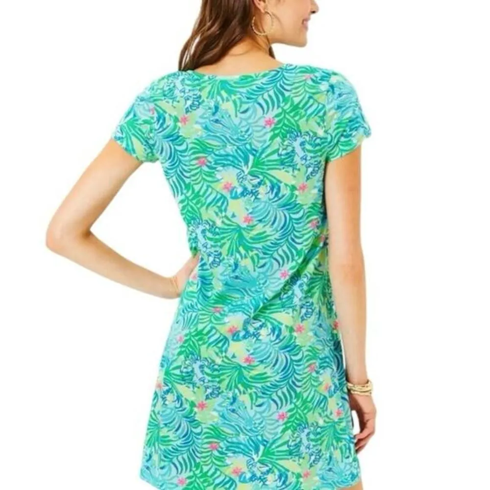 NWT Lilly Pulitzer Etta T-Shirt Dress Relaxed Fit Dress Teal, Turquoise Pink XXS - Image 6