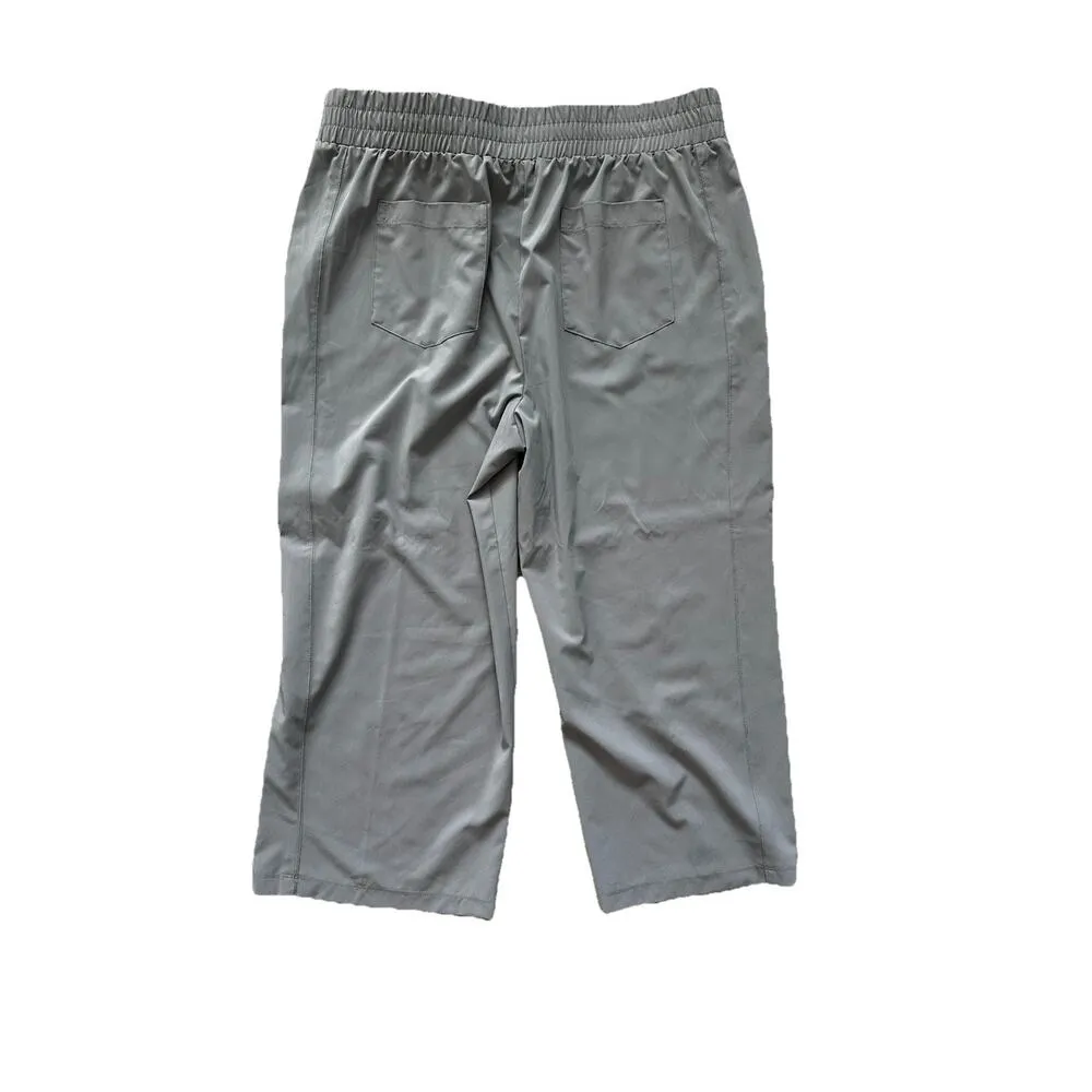 Zac & Rachel Light Gray Cropped Elastic Waist Dress Trousers Back Pockets XL - Image 3