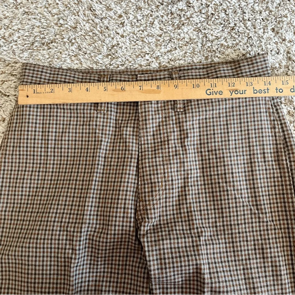Uniqlo  Women’s Trouser Pants Brown Plaid Sz 6 Mid Rise Straight Leg Cotton Blend - Image 2