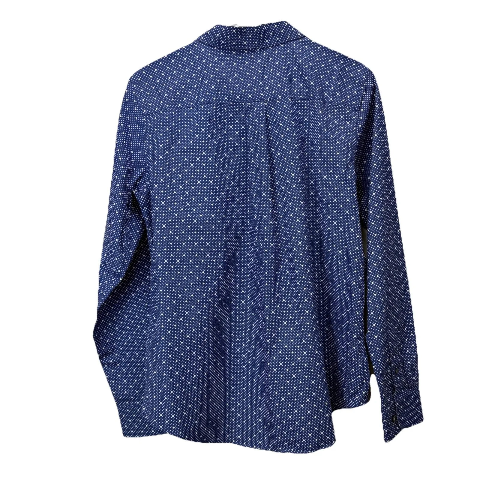 LL‎ Bean Blue Dots Wrinkle Free Pinpoint Oxford Long Sleeve Button Shirt SMALL - Image 5