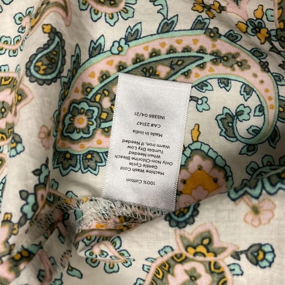 Talbots Paisley Floral Long Sleeves Cotton Top Plus SZ 2X Scoop Neck Long Sleeve - Image 7