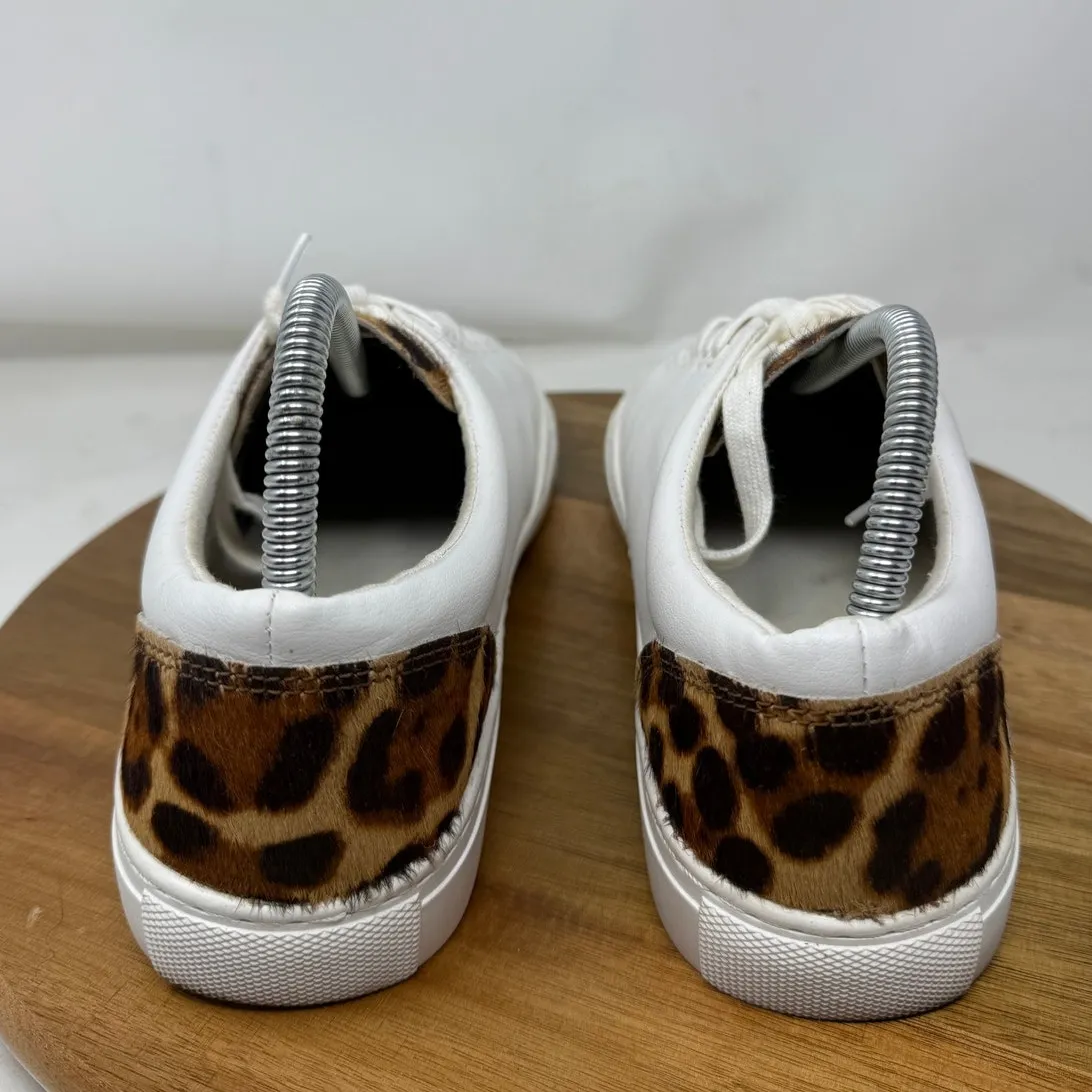 J Crew Sneakers Womens Road Trip Leopard Calf‎ Hair White Brown Size 9.5 - Image 6