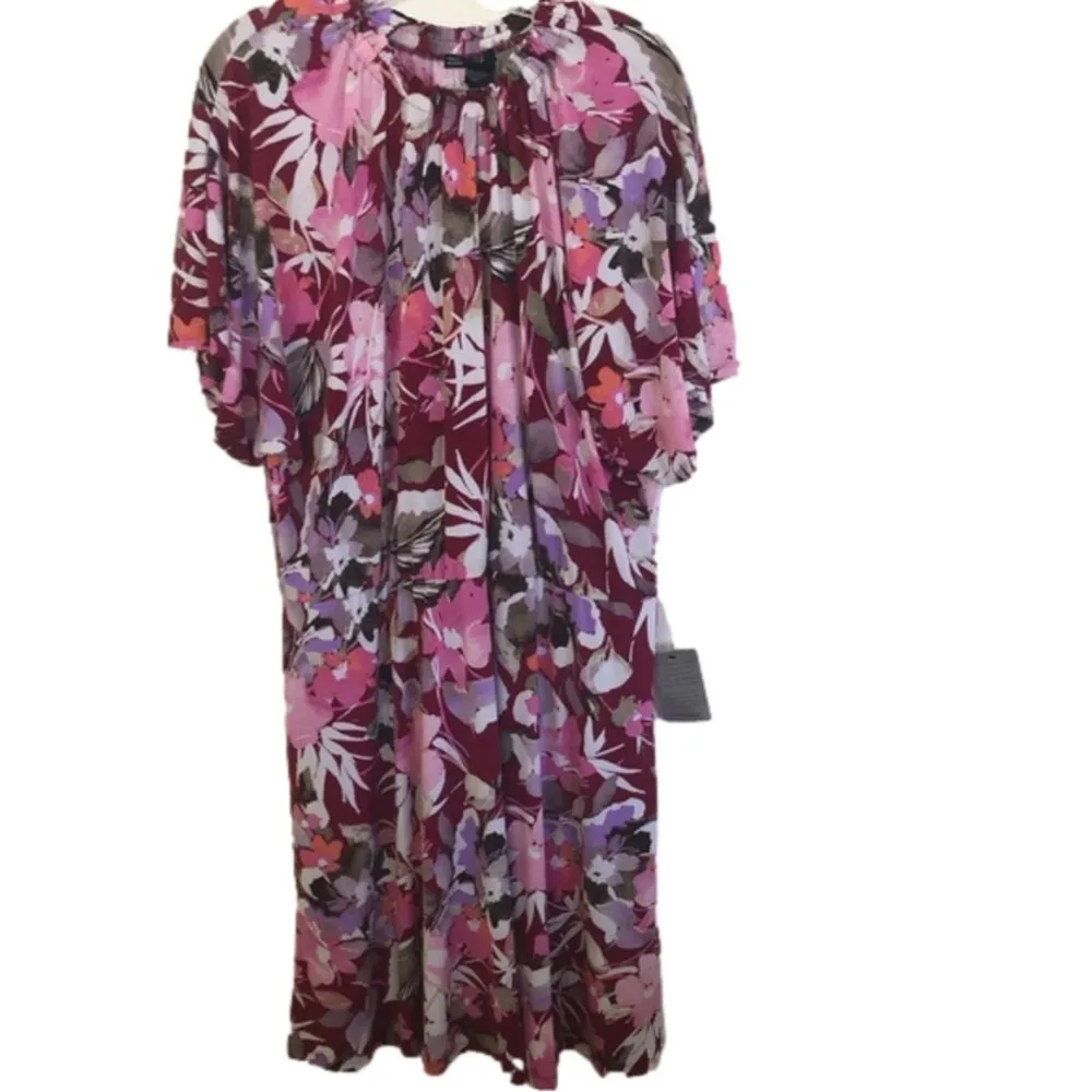 MAGGY LONDON POLY DRESS SHORT SLEEVE PINK FLORAL 14W - Image 6