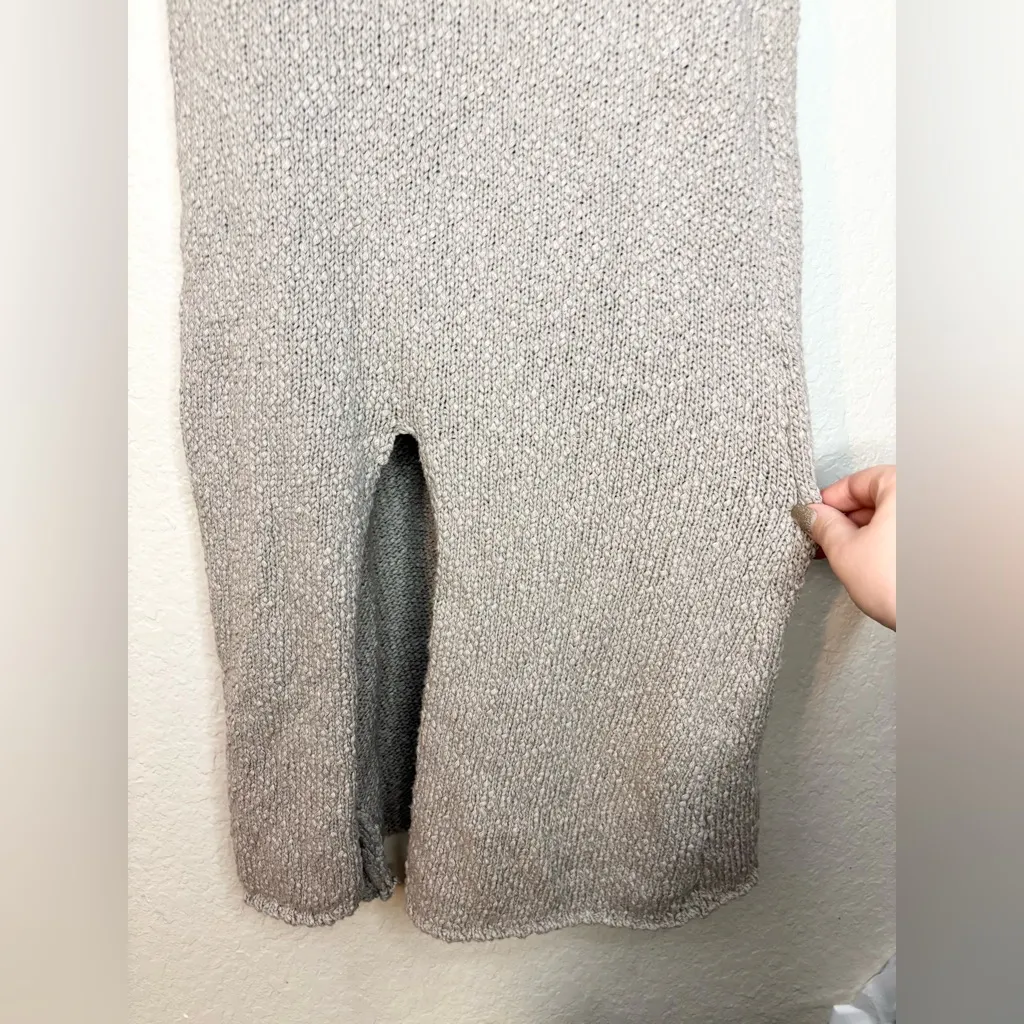 Stitch and Feather Knit Crochet Tank Midi Dress Taupe Gray Size M Size M - Image 6