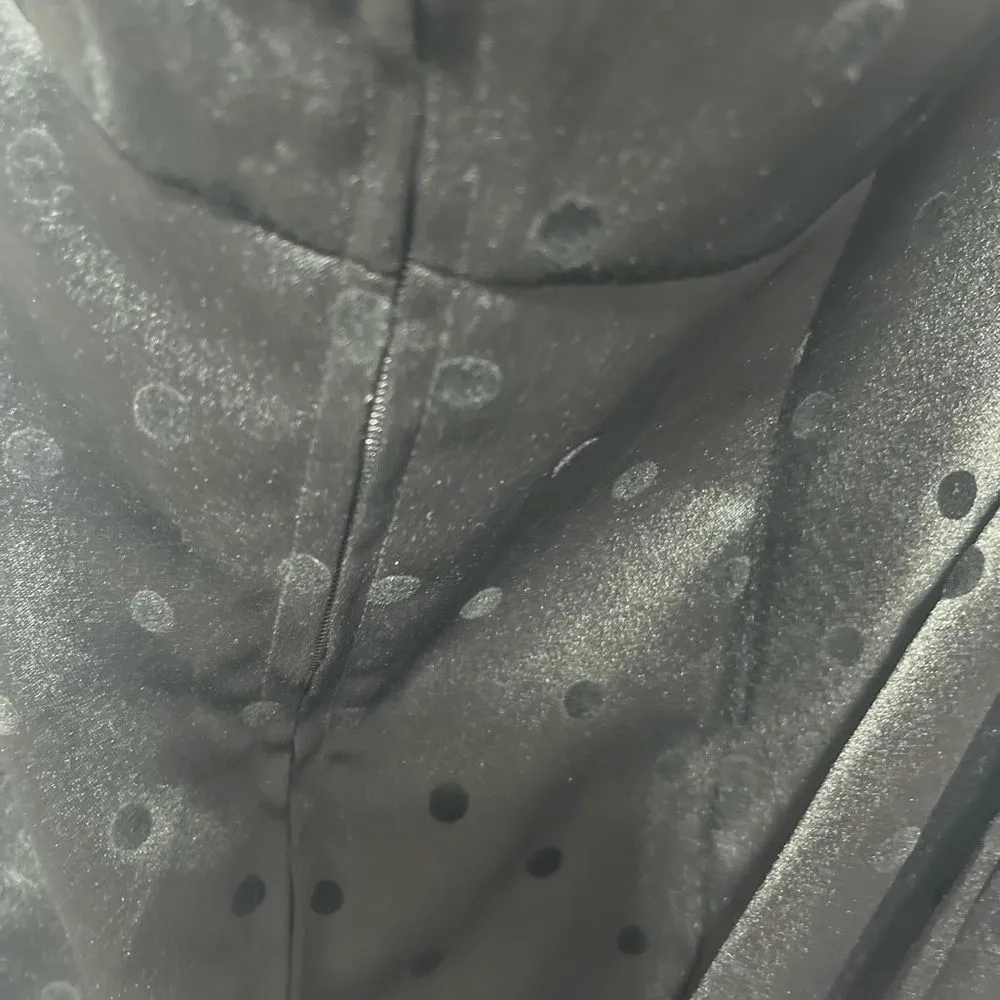 Juniors Halter Mini Dress Black W\Black Polka Dots Missing Belt - Image 9