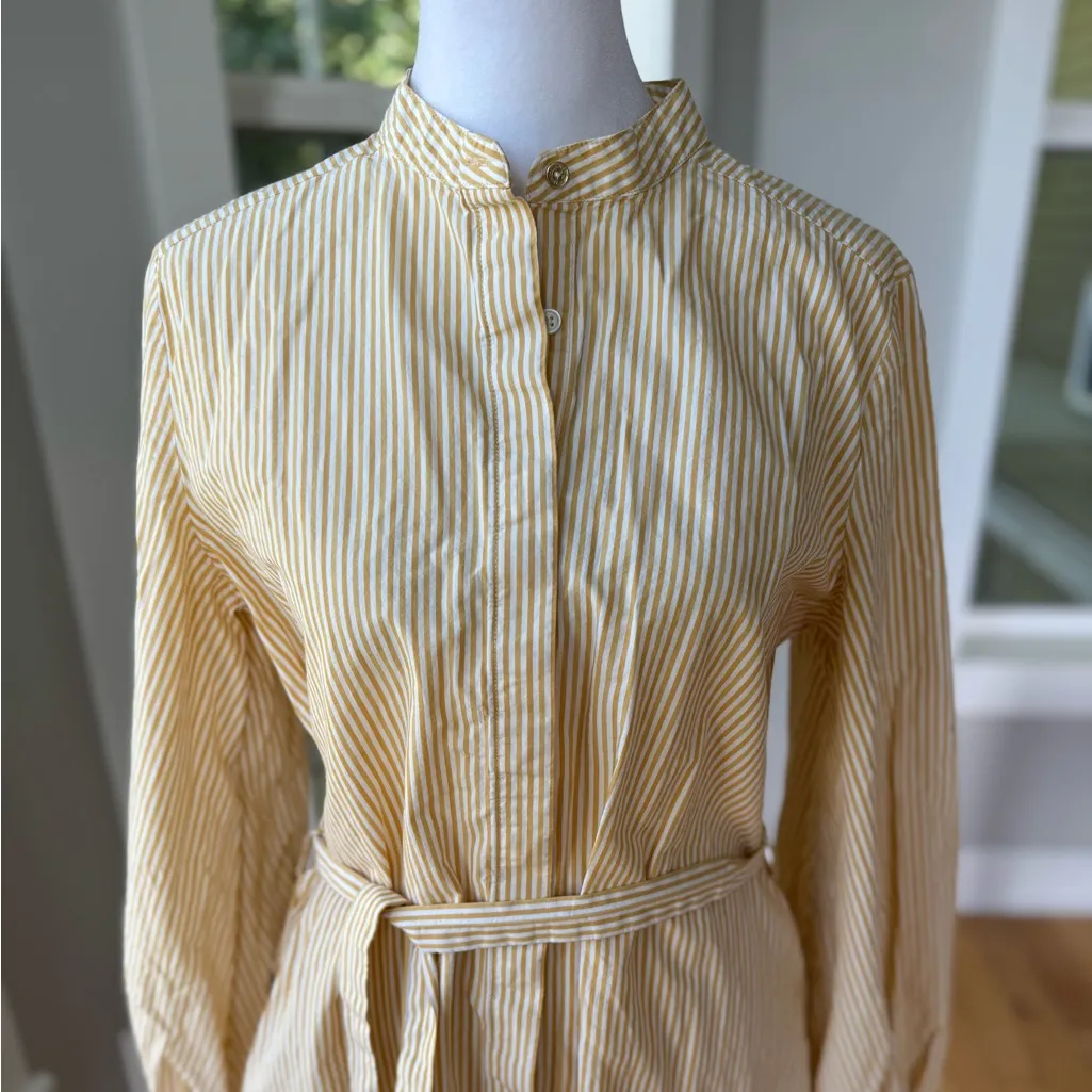 Calvin Klein Butter Yellow White Striped Cotton Short Dress Size 4 - Image 12
