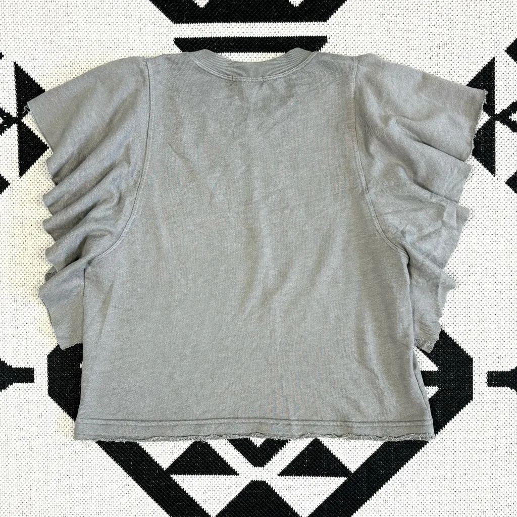 Michael Stars Ariana Raw Edge Ruffled Flutter Sleeve Sweatshirt Medium - Image 6