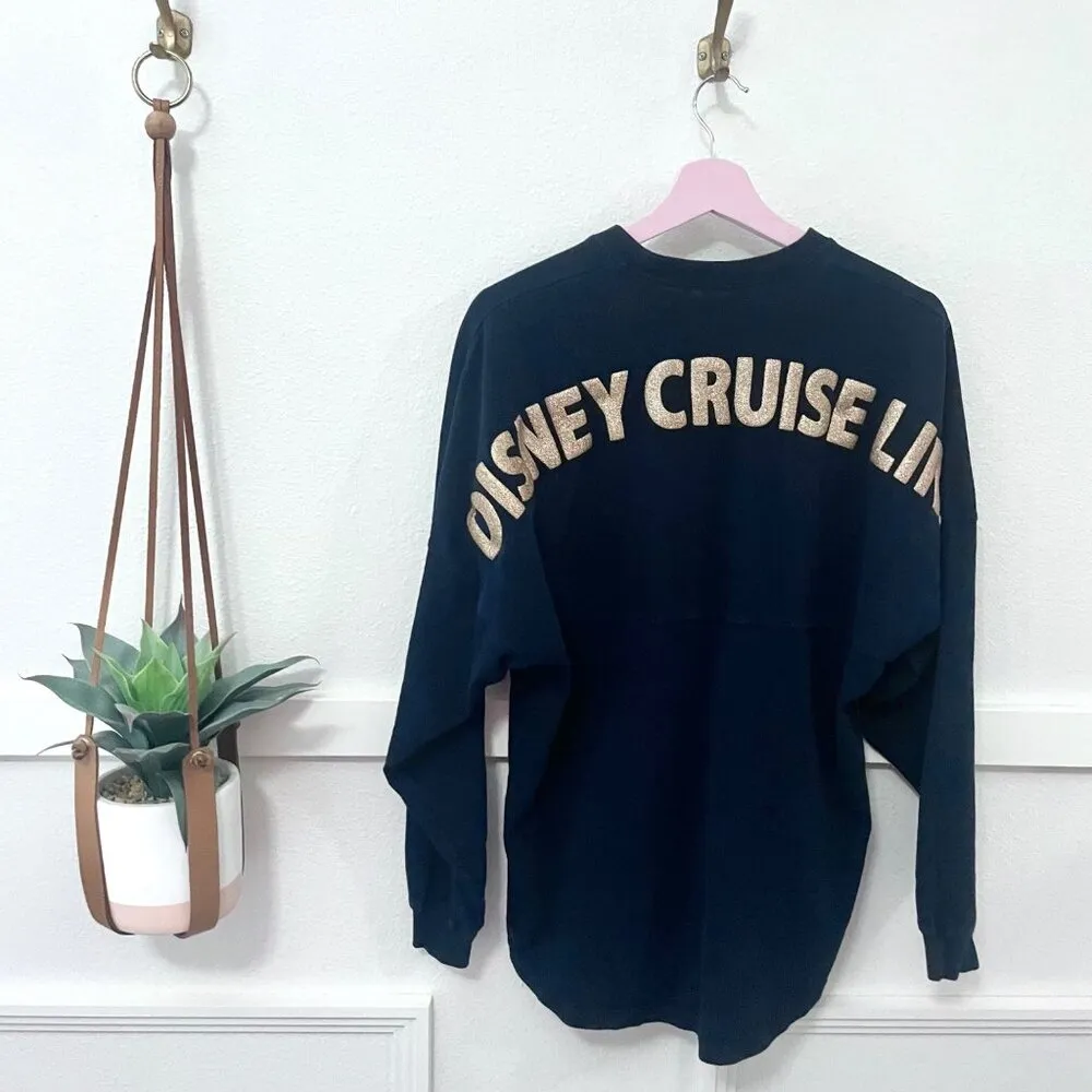 Disney Cruise Line Spirit Jersey Blue/Gold Glitter Long Sleeve Size S - Image 4