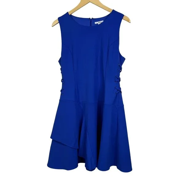 Bar III Tiered Sleeveless Blue Lace-Up A Line Dress‎ Size L NWT - Image 6