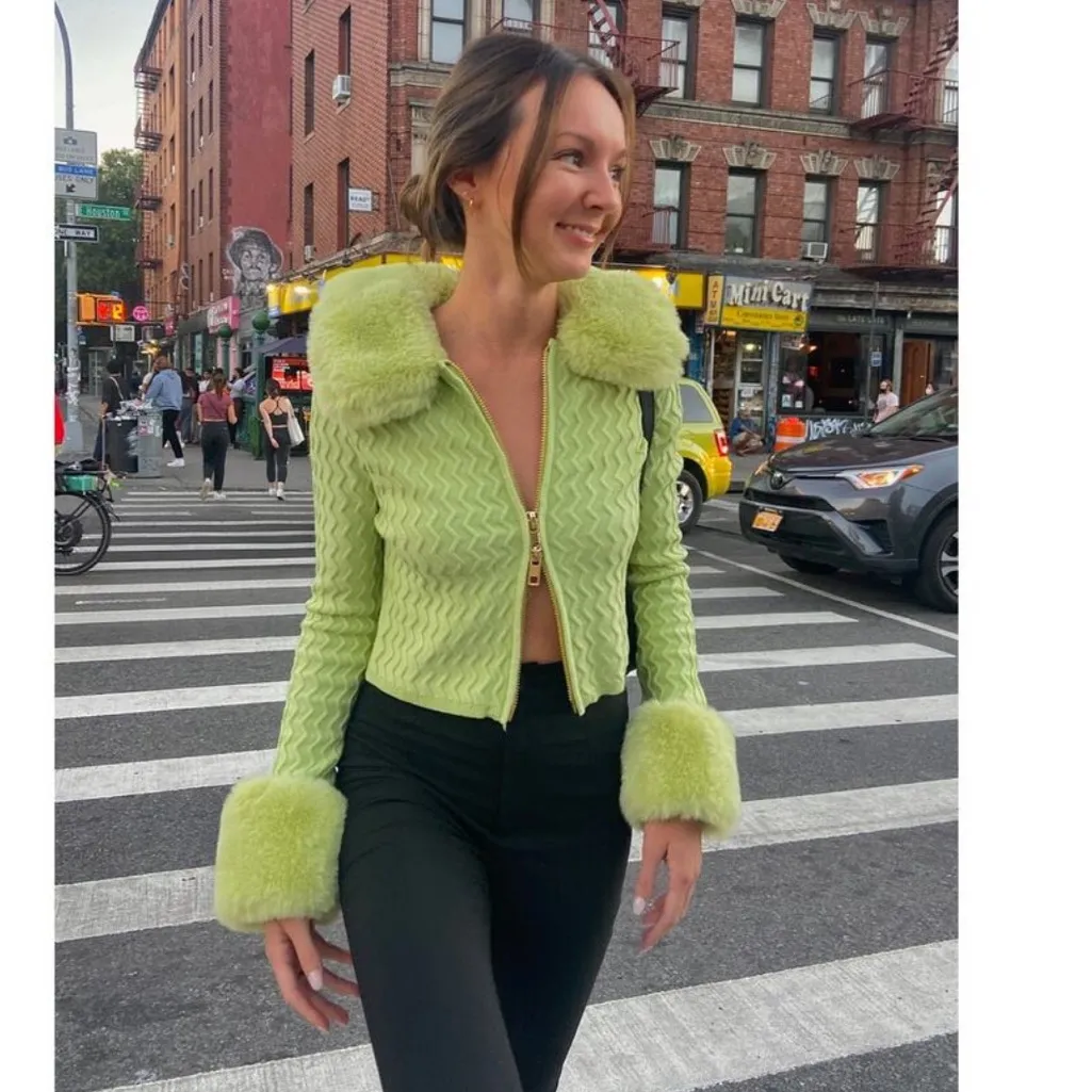 House of Sunny Island Peggy Cardigan (NO FUR) Green Size 10 - Image 9