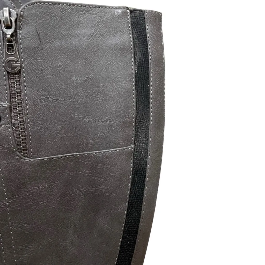 G By Guess Riding Boots Gray Women Size 9 Tall Knee High Buckle Strap Zip Boots - Image 5