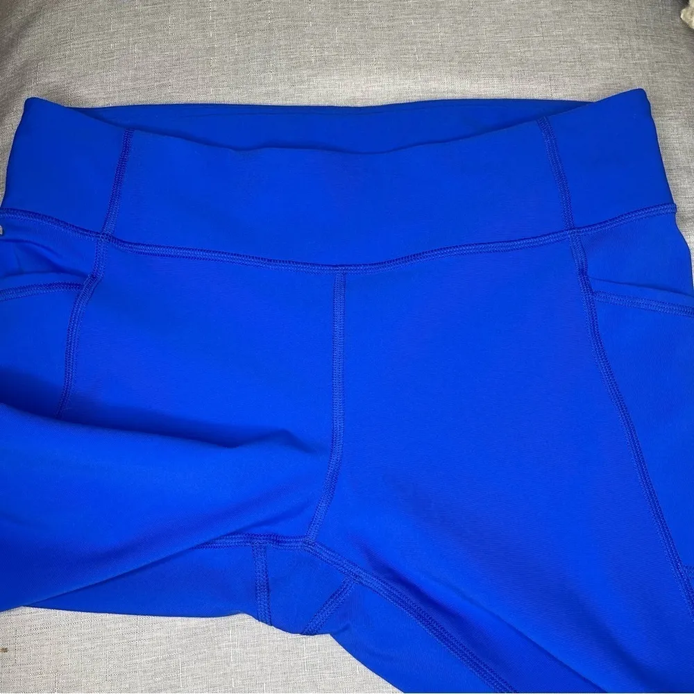 Lululemon Tight Stuff Crop Leggings Reflective with Side Pockets Cerulean Blue - Image 9
