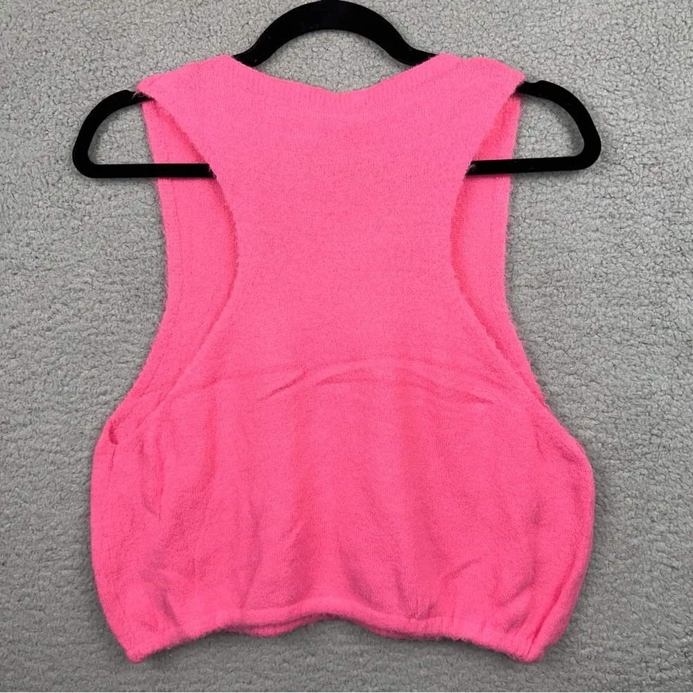 Free People x Intimately FP Top Womens Medium Pink Warm Fluff Crop Top Y2K Knit - Image 4